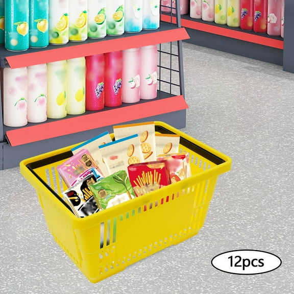 Store Baskets Retail Baskets with Handles 12 Pcs Shopping Baskets, 28 L Plastic Shopping Baskets with Handles