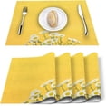 thumbnail image 1 of Store Daisy Print On Yellow Background Placemats Set of 6, Cotton Linen Heat Resistant Table Mats Non-Slip Washable Placemat for Holiday Banquet Dining Kitchen Table Decor, 1 of 6