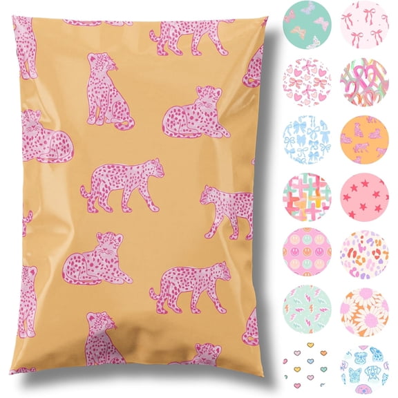 Store Designer Poly Mailers 6x9, Pink Leopard, 100 Pack
