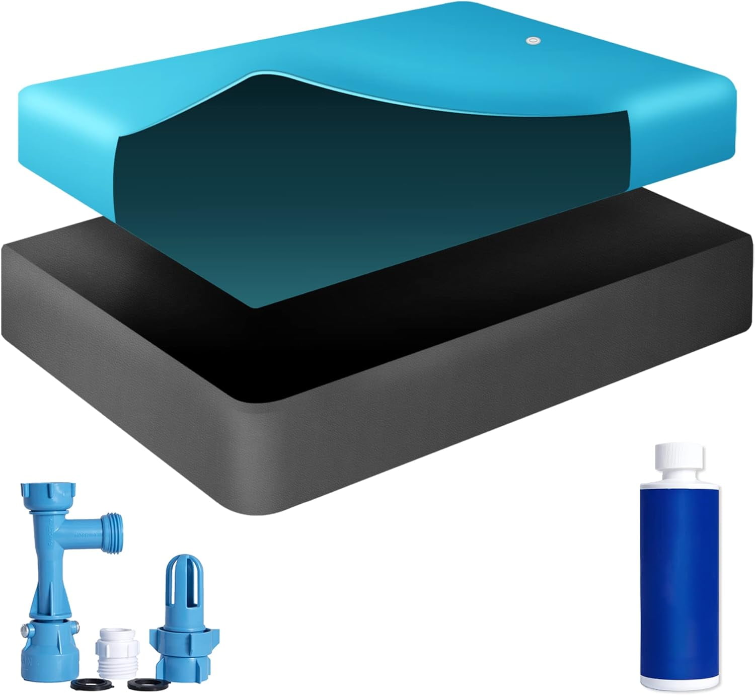 Waterbed Hardside Mattress Bundle, Includes Fill & Drain Kit, 8Oz. Water Conditioner And Stand