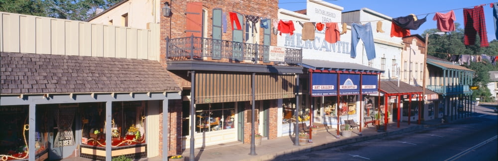 Store Fronts Angels Camp California Canvas Art - Panoramic Images (27 x 9)