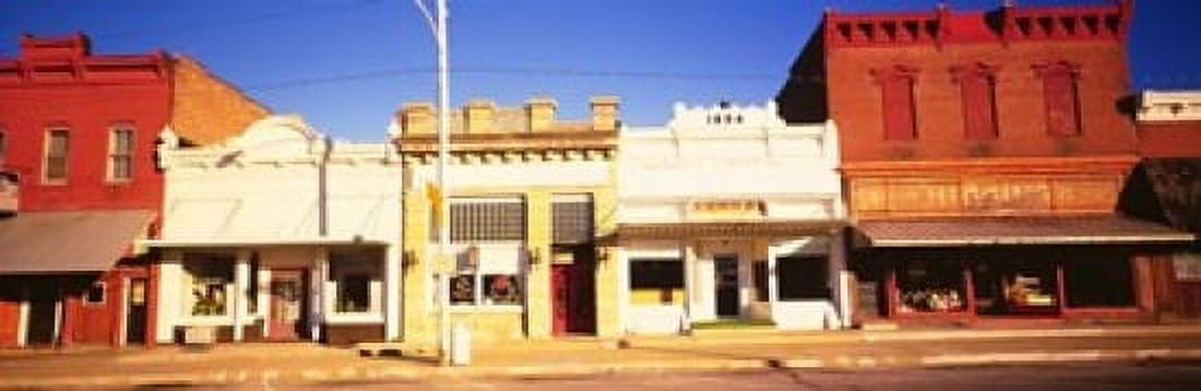 Store Fronts Main Street Small Town Chatsworth Illinois USA Canvas Art - Panoramic Images (18 x 6)