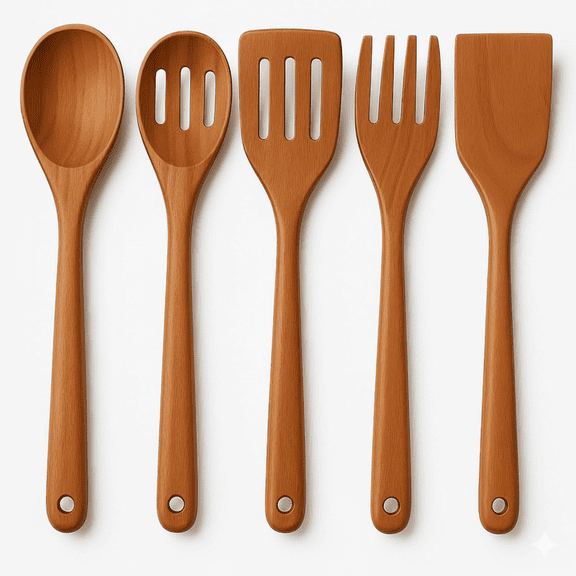 Store Indya 5 Piece Wooden Spoons for Cooking, Acacia Wood Kitchen Cooking Utensil Set for Nonstick Pans and Cookware | Comfort Grip, Lightweight, Heat Resistant and Non Toxic