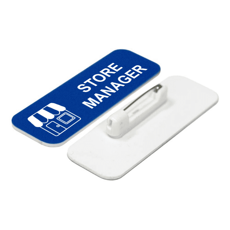 Store Manager 1 x 3 Name Tag/Badge, Blue, (3 Pack)