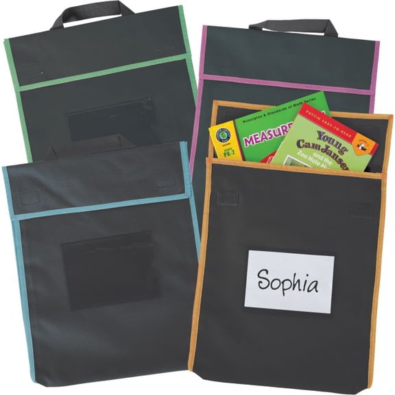 Store More Large Book Pouches - Black With Neon Trim - Set Of 4