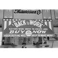 thumbnail image 1 of Store Sign Using Economics Theory To Advertise. Sign Reads 'Nation-Wide Drive To Create Jobs' And 'Your Buying Will Help To Make Work'. Maureaux Department Store In Mexican District San Antonio Texas., 1 of 1