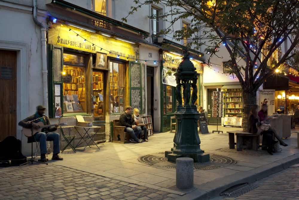 Store at dusk Paris Ile-de-France France Canvas Art - Panoramic Images (27 x 9)