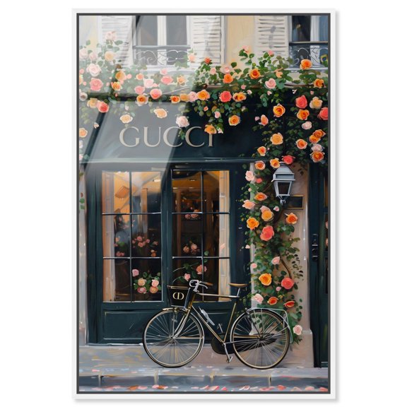 Store in the Fall Time Framed High-Gloss Acrylic Glass Wall Art Fashion Designer by Art Remedy, White Frame, 36 x 54