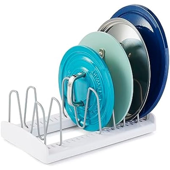 StoreMore Adjustable Pot Lid Organizer, Standard, White