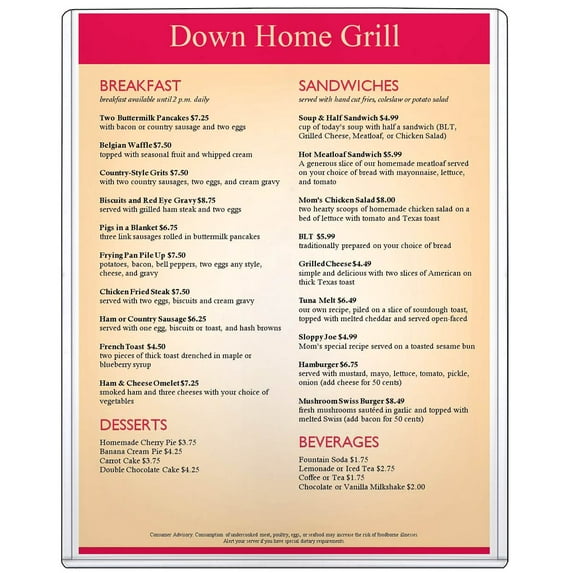 StoreSMART - Rigid Plastic Menu - 8.5" x 11" - 10-Pack - HPP812X11-MENU-10