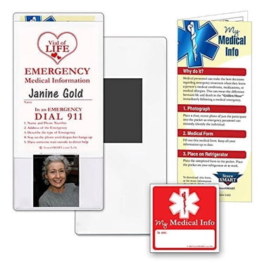 StoreSMART Vial Of Life Medical Info Pocket - Magnetic Back Emergency Information Holder (5-Pack)