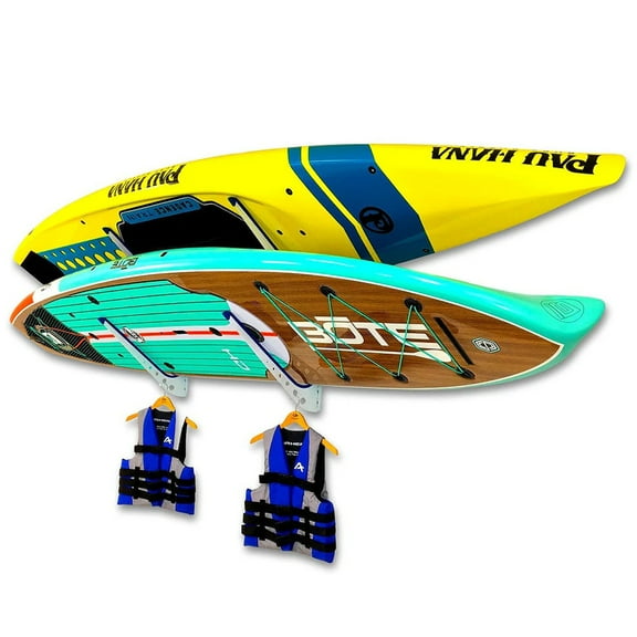 StoreYourBoard 2 SUP Wall Storage Rack, Adjustable Metal Paddleboard Home and Garage Storage, Hanger Mount