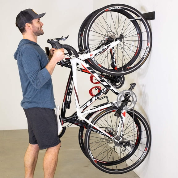 StoreYourBoard BLAT 2 Bike Vertical Metal Wall Rack, Holds 2 Bikes, Garage Wall Mounted Storage Hooks, Max 100 lbs