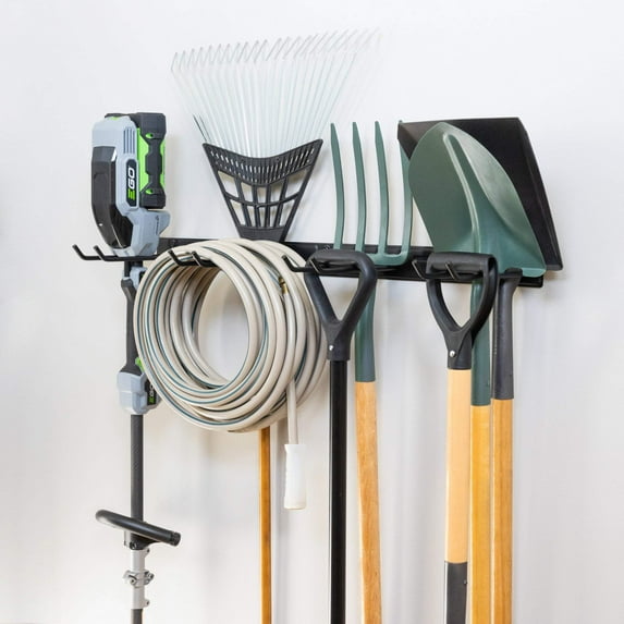 Garden Tool Organizer, Garage Hanging Storage, Black Steel