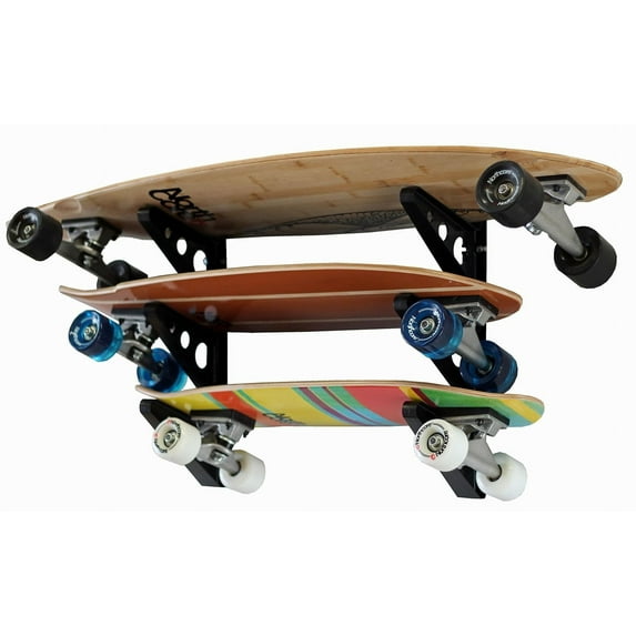 StoreYourBoard Skateboard and Longboard Storage Rack, Trifecta Wall Mount Display, Home and Garage Organizer (Longboard)