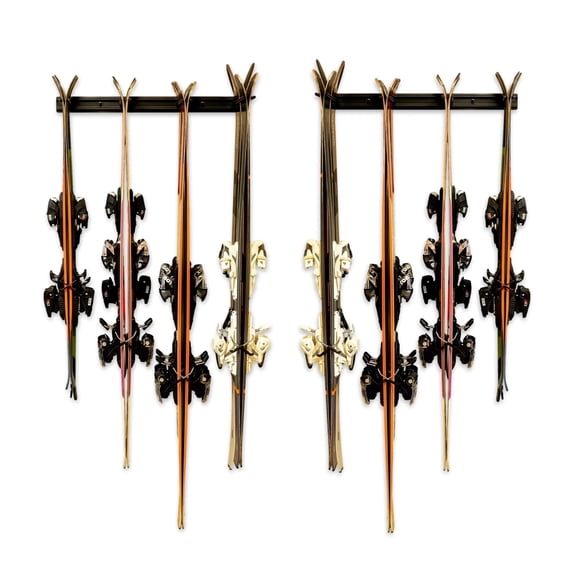 StoreYourBoard Ski Wall Storage Rack, 2 Pack Holds 16 Pairs, Steel Home and Garage Skis Mount