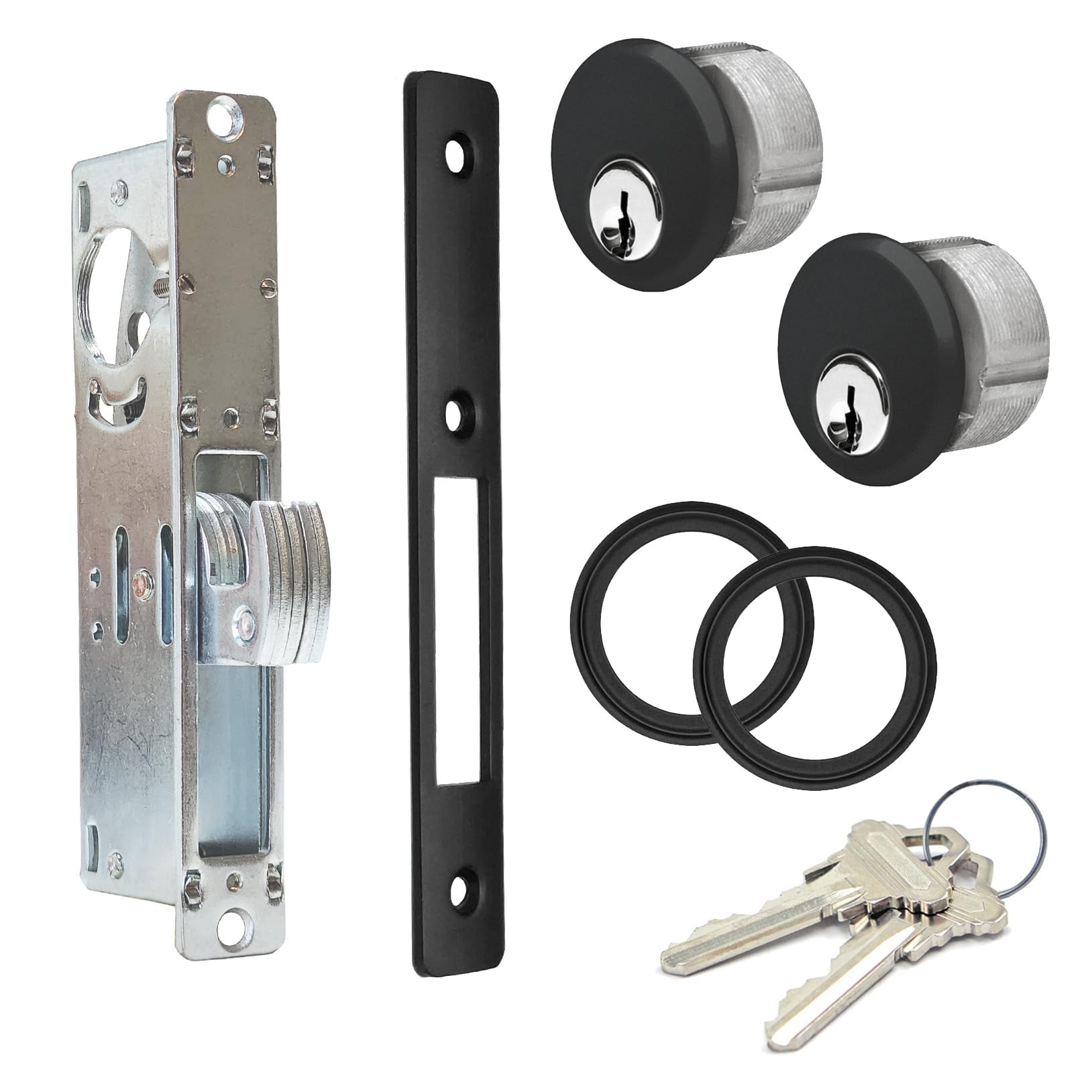 Pacific Doorware Storefront Door Mortise Lock Combo With Hook Deadbolt & Double Keyed Cylinder - 31/32" Backset, Aluminum