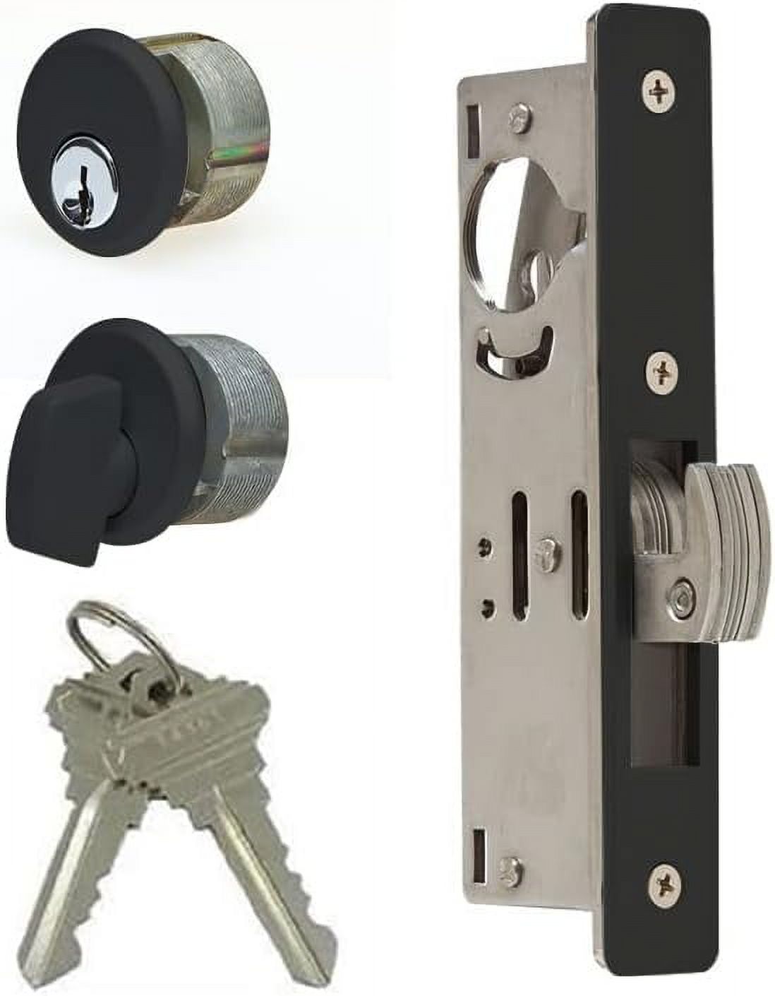 Storefront Door Mortise Lock Hook Bolt & Cylinder Kit In Duronotic