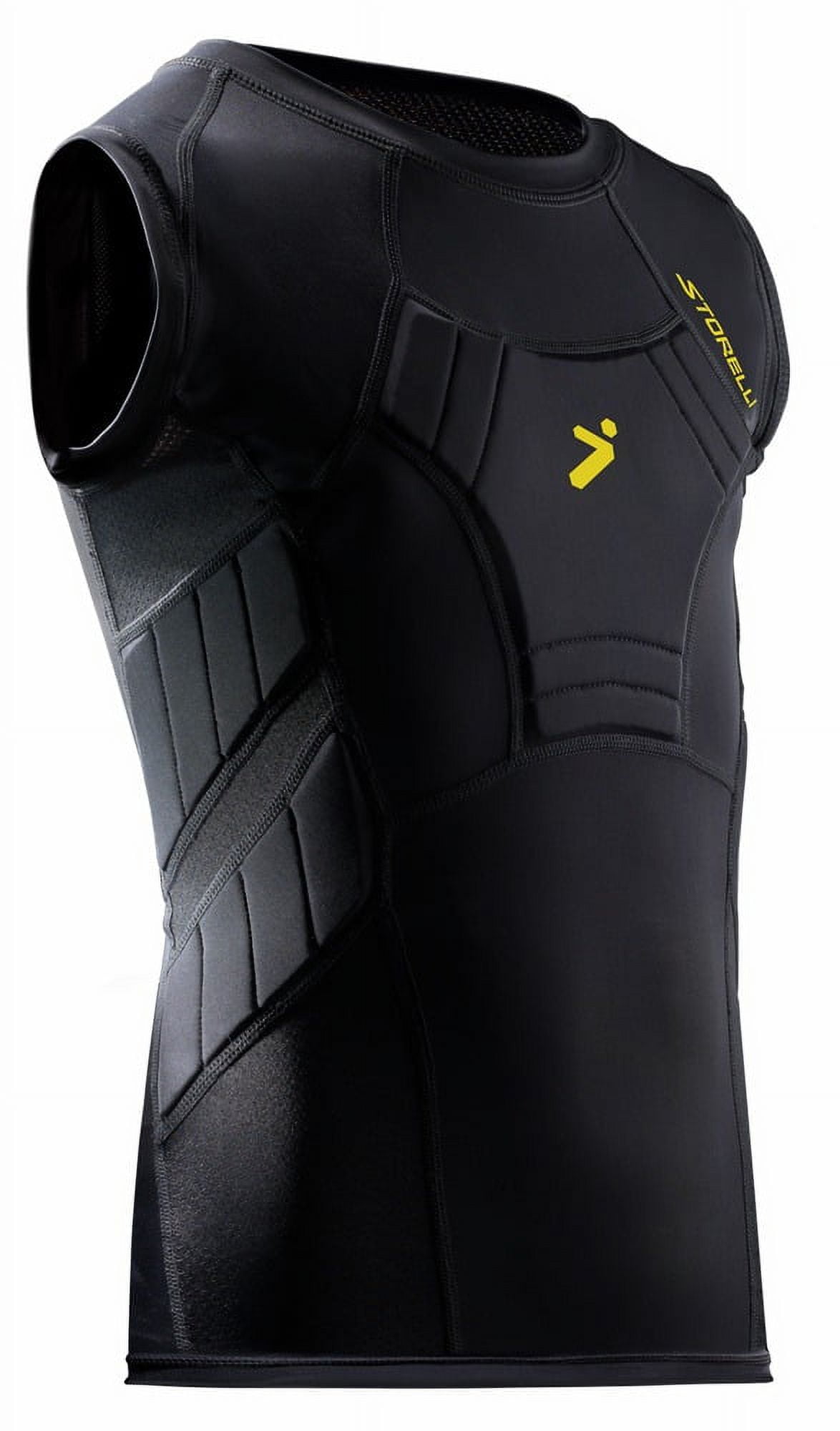 Storelli BodyShield Sleeveless Undershirt | Protective Soccer Base Layer | Lightweight Compression Top | Padded Chest an White ⁄ YL