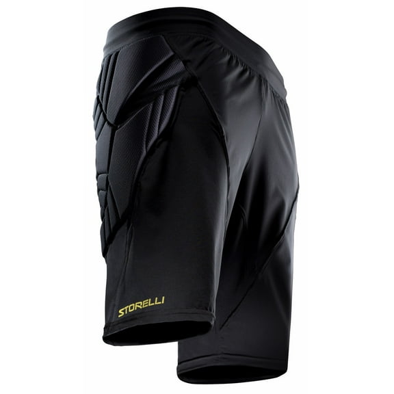 Storelli ExoShield Goalkeeper Shorts, High-Impact Protection, Sweat-Wicking, Breathable Athletic Shorts for Soccer & Heavy-Duty Sports, Black, Medium