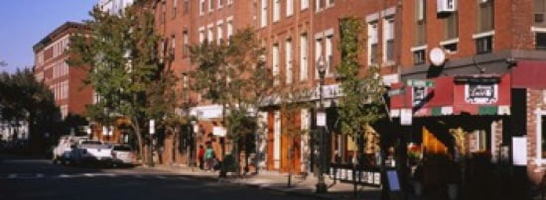 Stores along a street North End Boston Massachusetts USA Canvas Art - Panoramic Images (18 x 7)