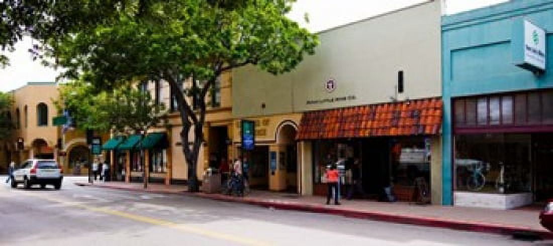 Stores at the roadside Downtown San Luis Obispo San Luis Obispo County California USA Canvas Art - Panoramic Images (36 x 16)