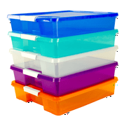 Storex 12x12 Stack & Store Box, Assorted Colors, Case of 5