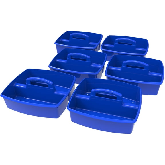 Storex 2-Compartment Supply Caddy, Blue, 6-Pack