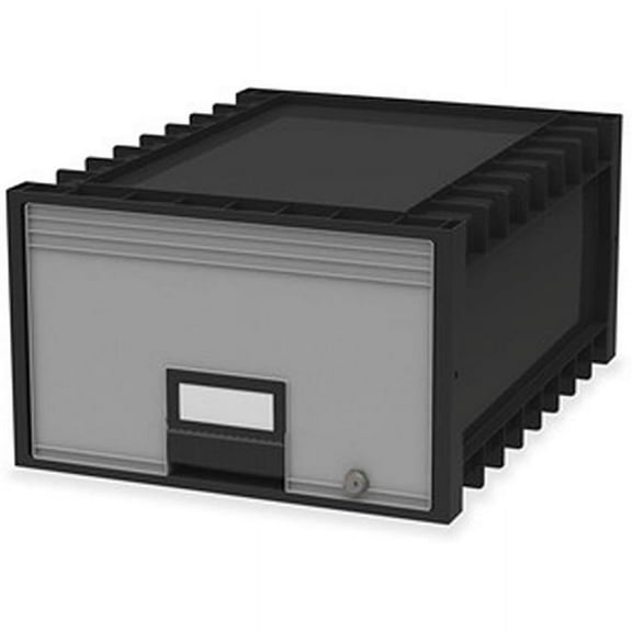 Storex 24.4 x 11.5 x 18.3 in. Archive Storage Box, Black & Grey