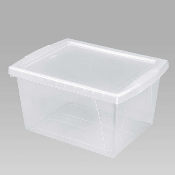 Storex 4-Gallon Classroom Storage Bin with Lid, Translucent