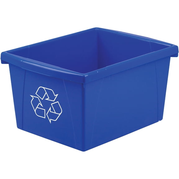 Storex 4 Gallon Open Recycle Bin, Blue, 6-Pack