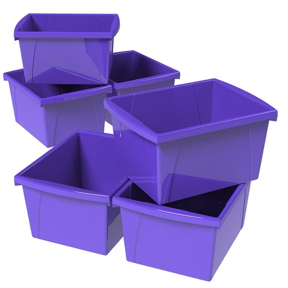 Storex 4 Gallon/15L Classroom Storage Bin,Purple (6 units/pack)