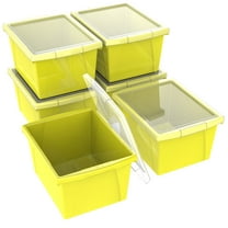 Storex 4 Gallon Plastic Storage Bin with Lid, Fits Letter-Size Paper, Yellow, 6-Pack
