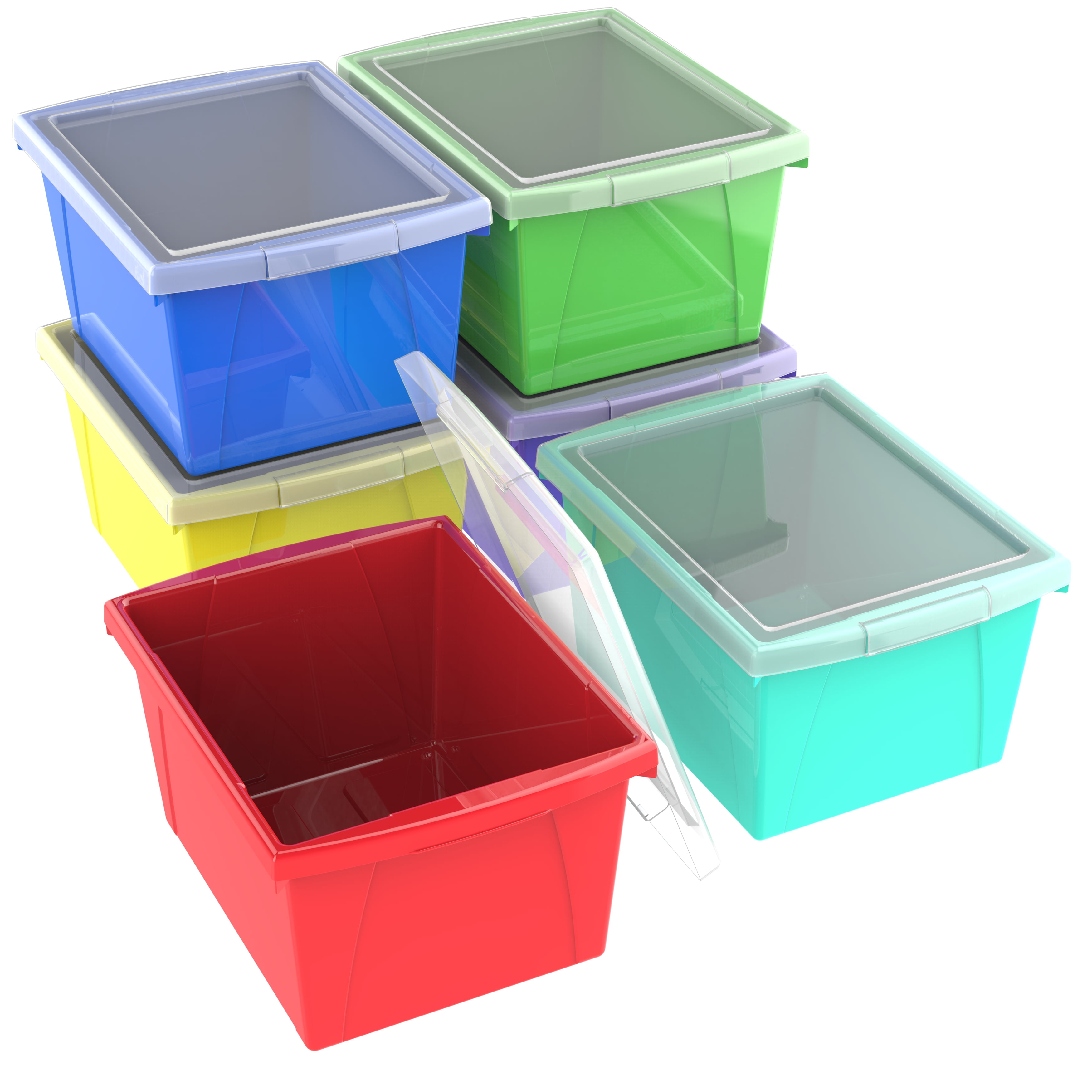 Kiddream 6 Liter Plastic Boxes, Small Storage Bin with Lid Set of 4