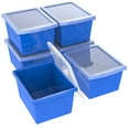 thumbnail image 1 of Storex 4 Gallon Plastic Storage Bin with Lid for Kids, Letter Size, Blue, 6-Pack, 1 of 9