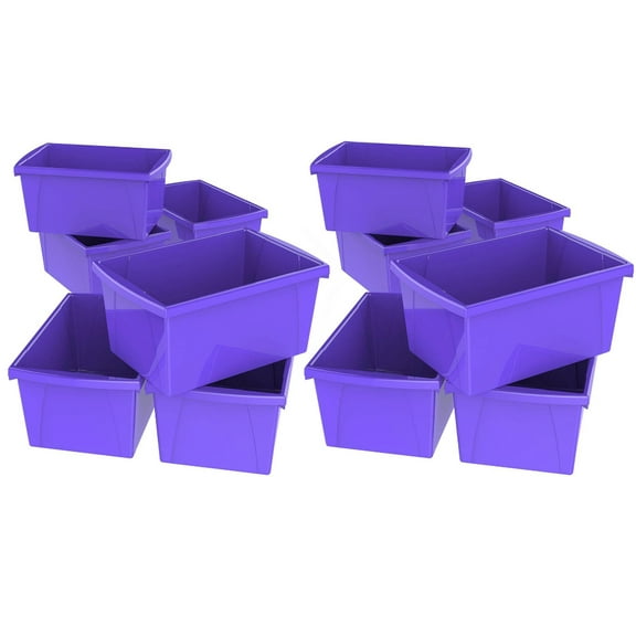 Storex 5.5 Gallon (21L) Classroom Storage Bin, Purple, 12 units