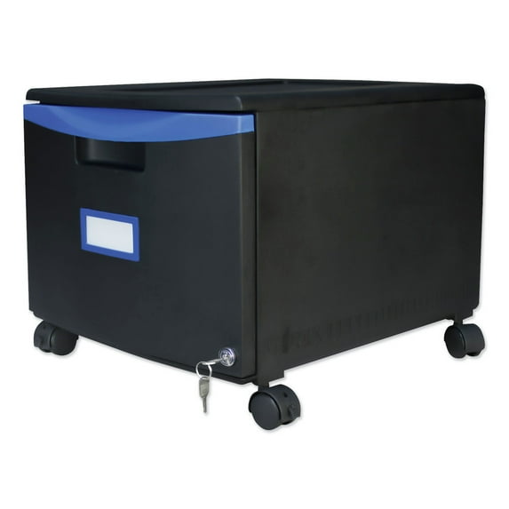 Storex Mobile Filing Cabinet-Color:Black / Blue