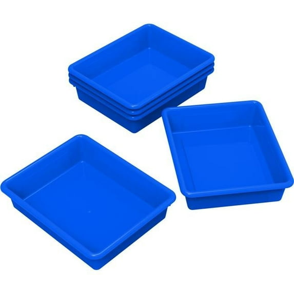 Storex 62517U05C Letter Size 10 x 13 x 3 in. Flat Storage Tray, Blue - Pack of 5