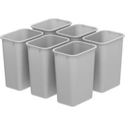 Storex 7 gal Indoor Plastic Waste Basket, Gray, 6-Pack
