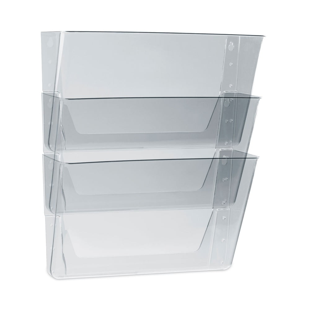 Clear Three-Pocket Wall File Organizer, 13 x 14 in