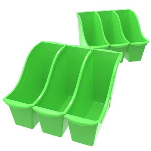 Storex 71111U06C Small Book Bin, Green - Pack of 6