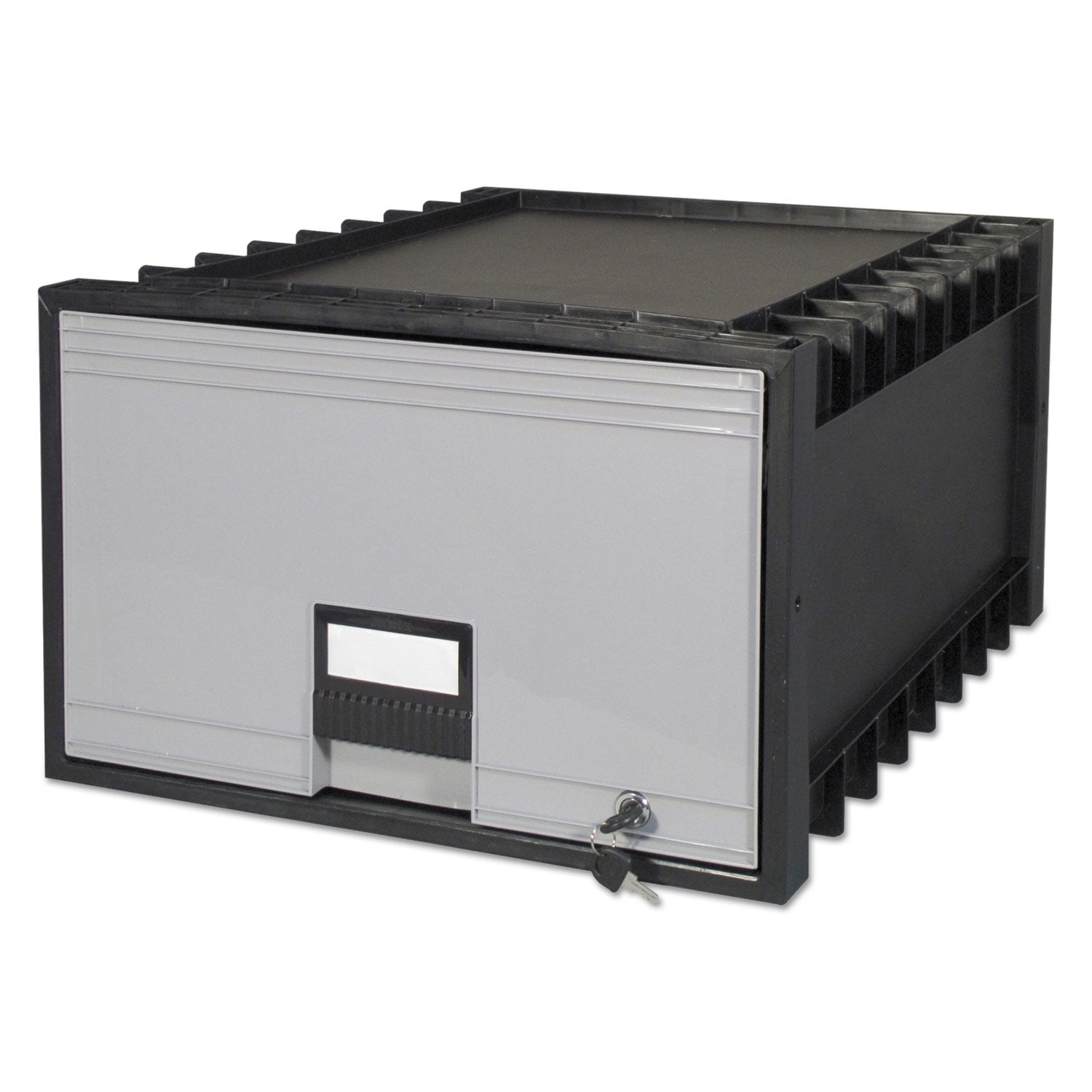 24" Black and Gray Polypropylene Lockable Mobile Storage Drawer