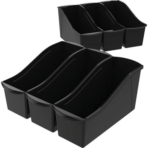 Storex Book Bins - 7" Height x 5.3" Width14.3" Length - Sturdy - Plastic - 6 / Carton | Bundle of 2 Cartons