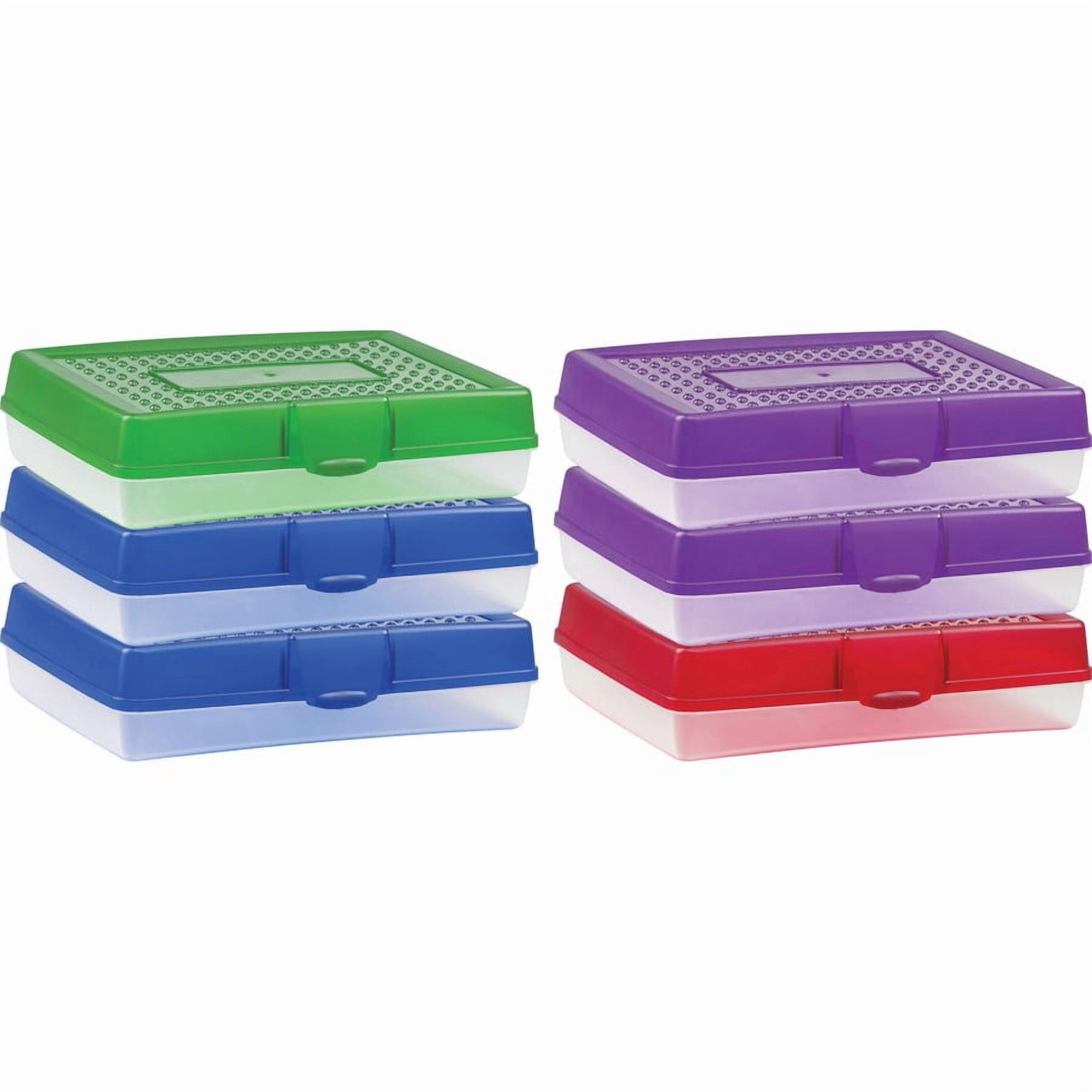 Storex Carrying Case Pencil - Assorted Bright - Impact Resistance - Plastic Body - Translucent - 2.9" Height x 11.3" Width x 7.8" Depth - 6 Pack | Bundle of 2 Cartons