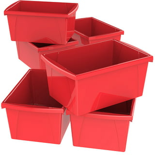 Really Good Stuff Stacking Bins, 14 x 10 x 5 ¾ - 4 Pack, Neon Stackable  Storage Plastic Bins for Classroom Organization, Home Storage, Office 