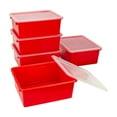 thumbnail image 1 of Storex Deep Storage Tray with Lid, Letter Size, 10 x 13 x 5 Inches, Red, 5-Pack, 1 of 5