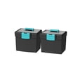 thumbnail image 1 of Storex Portable File Box, with XL Storage Lid, Black/Teal (Case of 2), 1 of 5