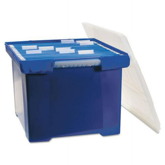 Storex Industries Corporation 61554U01C Plastic File Tote Storage Box- Letter/Legal- Snap-On Lid- Blue/Clear