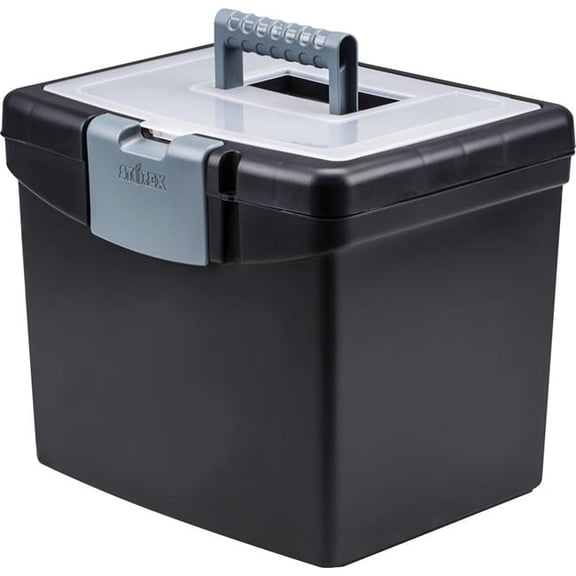 Storex Industries STX61502U01C Portable File Box, Black
