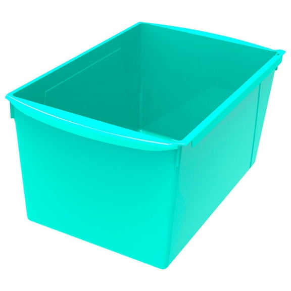 Storex Interlocking Book Bins, Double Wide, 14-1/2 x 9-1/5 x 7 Inches, Teal